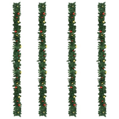 vidaXL jõuluvanikud 4 tk, jõulukuulidega, roheline, 270 cm, PVC