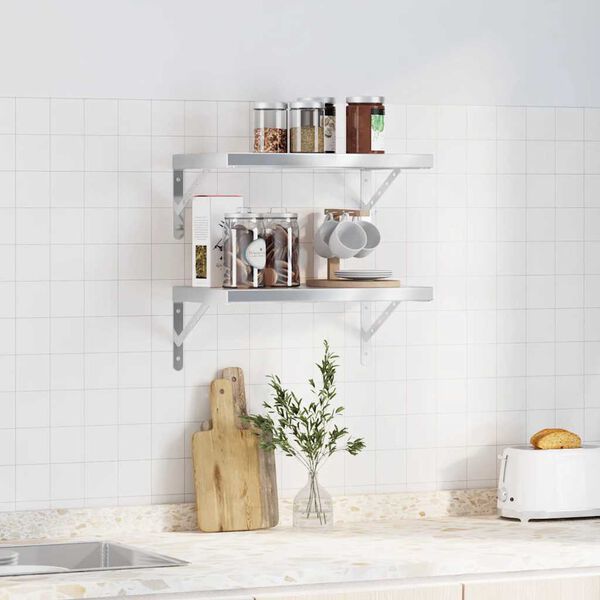 vidaXL seinariiulid 2 tk, 50x30 cm, hõbedane, roostevaba teras