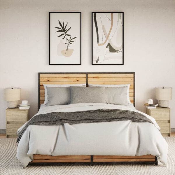 vidaXL öökapid LED-valgustusega 2 tk, Sonoma tamm, tehispuit