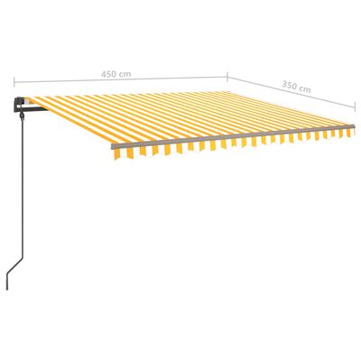 vidaXL käsitsi sissetõmmatav varikatus LEDidega, kollane ja valge