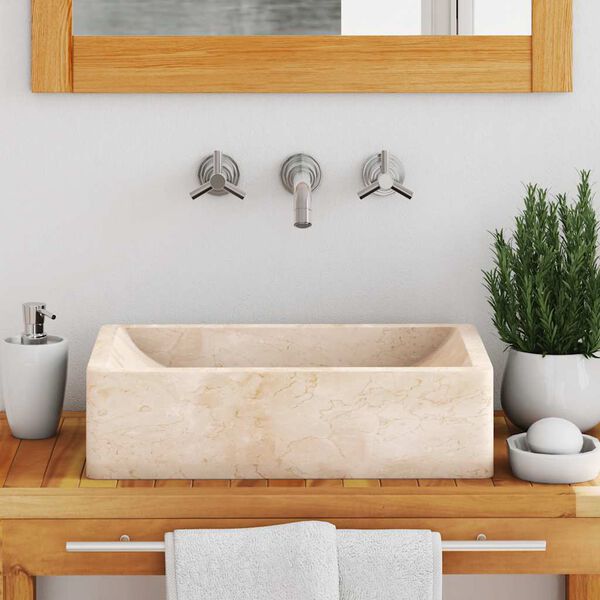 vidaXL valamu 45 x 30 x 12 cm marmor kõrgläikega kreemjas