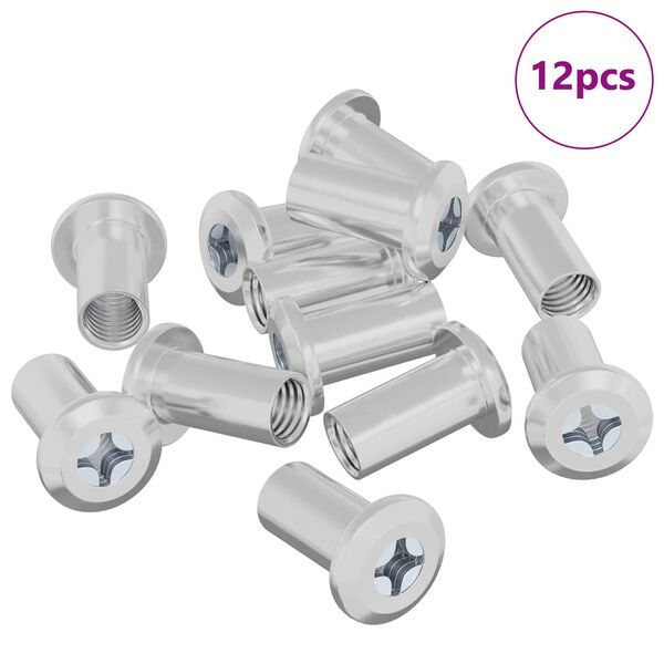 vidaXL Lukustusmutter 12 pcs Nikkel M6 x 15 mm Teras