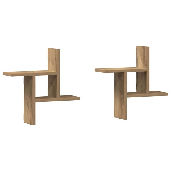 vidaXL seinariiulid 2 tk, k&auml;sit&ouml;&ouml;tamm, 38x12x38 cm, tehispuit