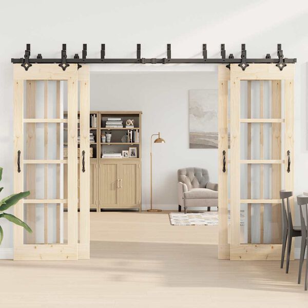 vidaXL liugukse tarvikute komplekt 305 cm terasest, must