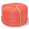 vidaXL punutud paadik&ouml;is pol&uuml;rpop&uuml;leenist 10 mm, 100 m, oranž