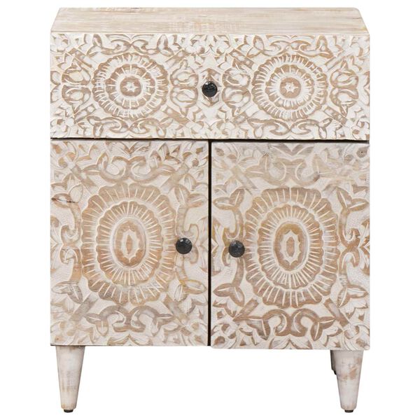 vidaXL Voodikapp sahtliga Valge 50 x 33 x 60 cm Tugev mango puu