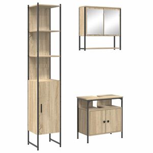 vidaXL Vannitoa m&ouml;&ouml;bleset riiuliga uksega 3 pcs Sonoma tamm Tehispuit