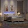 vidaXL LED Box Spring Voodi madratsiga peaga cream 140 x 200 cm kangas