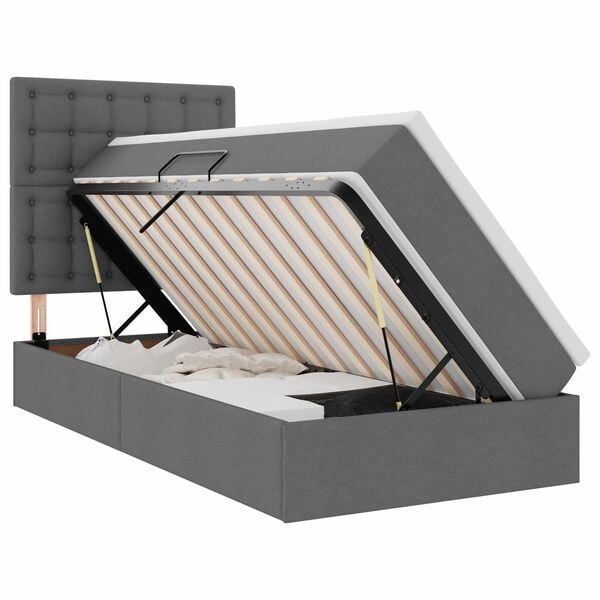 vidaXL Voodi hoiukohaga ja madratsiga Tumehall 90 x 190 cm Pol&uuml;ester