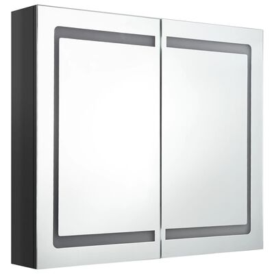 vidaXL LED vannitoa peegelkapp, säravmust, 80 x 12 x 68 cm