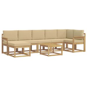 vidaXL V&auml;li diivanikomplekt padjaga 8 pcs Valge ja Beez Pol&uuml;ester