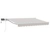 vidaXL Manuaalne varikatus LED-idega Helehall ja valge 5 x 3 m