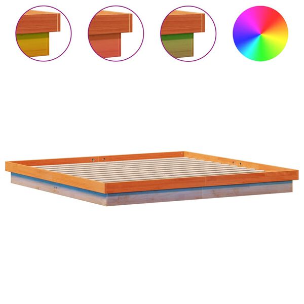 vidaXL voodiraam LEDiga, vahapruun, 180 x 200 cm, männipuit