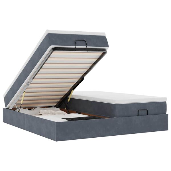 vidaXL Ottomani voodiraam madratsitega, tumehall, 160x200 cm, samet