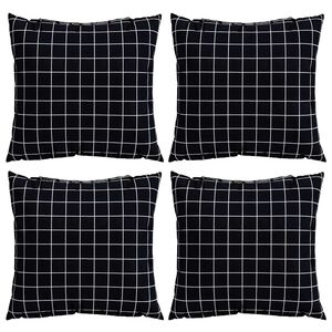 vidaXL Pillirohu Tatt 4 pcs Must Ruuduline 50 x 50 cm Pol&uuml;esterkangas