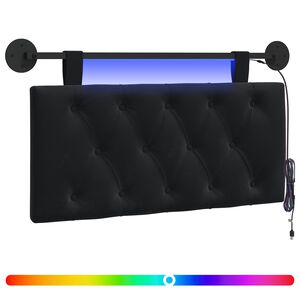 vidaXL Rippuv voodipeats LED-valgustusega Must Samet