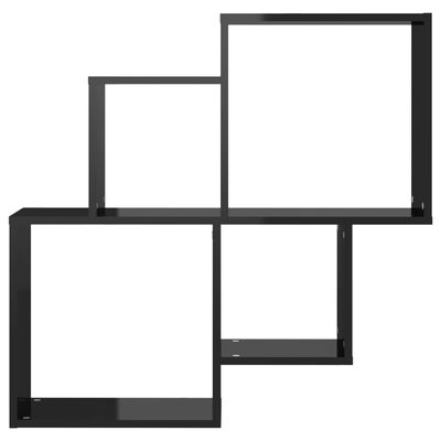 vidaXL seinariiul, kõrgläikega must, 80 x 15 x 78,5 cm, puitlaastplaat