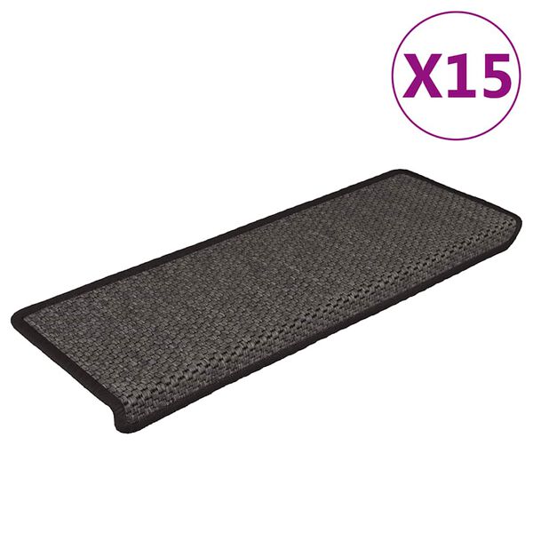 vidaXL isekleepuv trepivaip, sisal, 15 tk, 65x21x4 cm, antratsiit