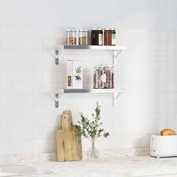 vidaXL riiuliklambrid 4 tk 15x2,5x11,5 cm hõbedane roostevaba teras