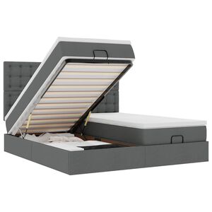 vidaXL Ottomani voodiraam madratsitega, tumehall, 160x200cm, kangas