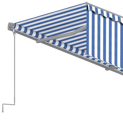 vidaXL käsitsi sissetõmmatav varikatus rulooga, 4,5x3 m, sinine/valge
