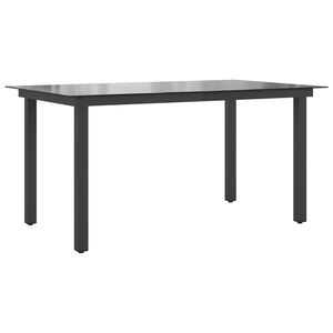 vidaXL aialaud, must, 150 x 90 x 74 cm, klaas ja alumiinium