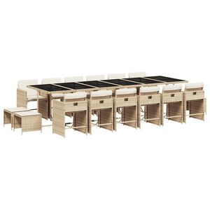 vidaXL 17-osaline aia s&ouml;&ouml;gim&ouml;&ouml;bli komplekt patjadega, beež, rotang