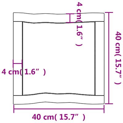 vidaXL lauaplaat, tumepruun, 40 x 40 x (2-4) cm, töödeldud täispuit