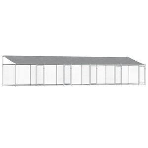 vidaXL koeraaedik, katuse ja uksega, hall, 10x2x2m, tsingitud teras