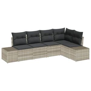 vidaXL Aia Diivanikomplekt ladustamisega 5 pcs Helehall pol&uuml;rotang