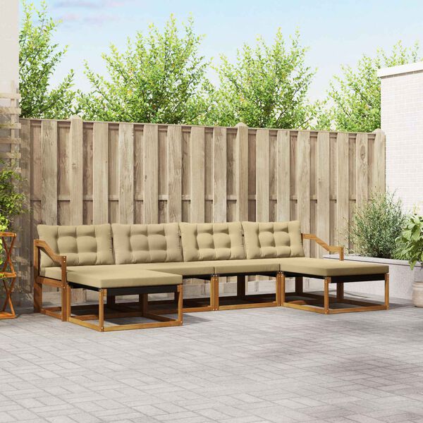 vidaXL V&auml;li diivanikomplekt padjaga 6 pcs Looduslik ja beež