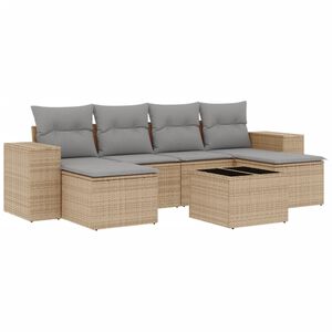 vidaXL 7-osaline aiadiivani komplekt patjadega, beež, pol&uuml;rotang