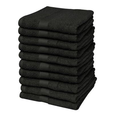 vidaXL kodu külaliste rätikud 10 tk, puuvill 500 g/m², 30 x 50, must