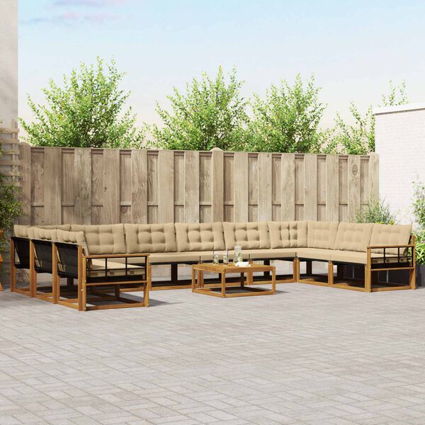 vidaXL V&auml;li diivanikomplekt padjaga 11 pcs Looduslik ja beež