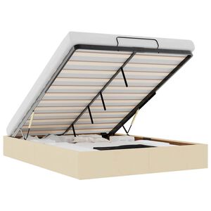 vidaXL Ottomani voodiraam ilma madratsita, kreemjas, 140x190cm, kangas