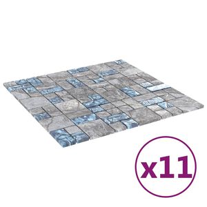 vidaXL mosaiikplaadid 11 tk hall, sinine 30x30 cm klaas