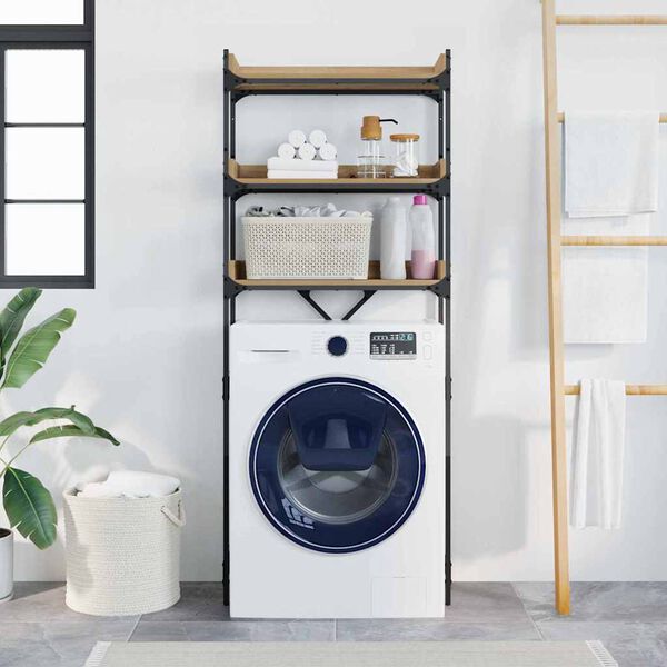 vidaXL Pesumasina riiul riiuliga K&auml;sit&ouml;&ouml;puu 67 x 25 x 163 cm Tehispuit