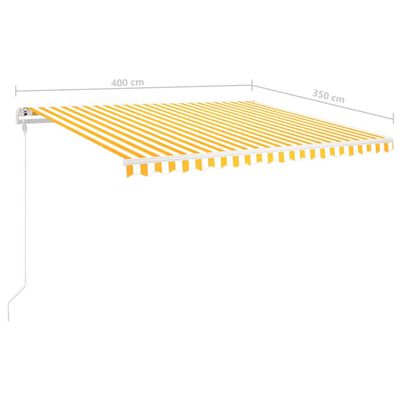 vidaXL käsitsi sissetõmmatav varikatus LEDidega 4x3,5 m, kollane/valge