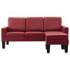 vidaXL kolmekohaline diivan jalapingiga, veinipunane kunstnahk