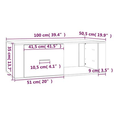 vidaXL kohvilaud, must, 100x50,5x35 cm, tehispuit