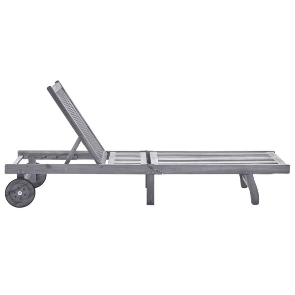 vidaXL päevitustool istmepadjaga, hall, akaatsiapuit