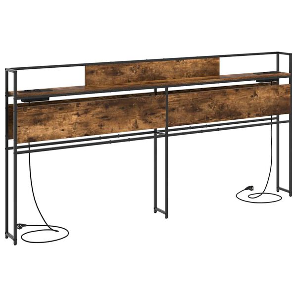 vidaXL Hoiustamispeatoe riiuliga Suitsutatud tamm 200 cm Tehispuit