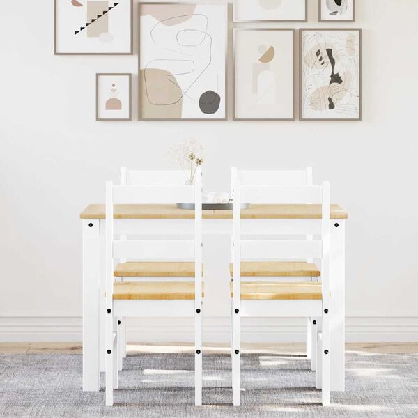 vidaXL 5-osaline söögilauakomplekt "Panama", valge männipuit