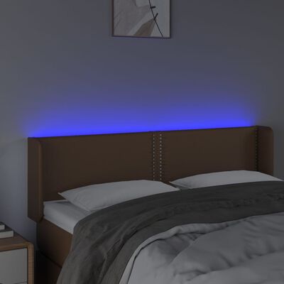 vidaXL LED-voodipeats, pruun, 147x16x78/88 cm, kunstnahk
