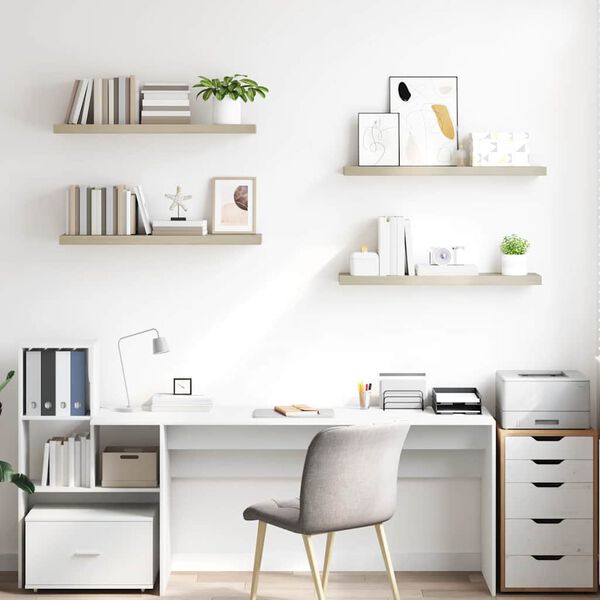 vidaXL seinariiulid, 4 tk, tammev&auml;rvi, 90 x 23,5 x 3,8 cm MDF