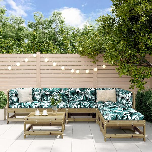 vidaXL 7-osaline aiam&ouml;&ouml;bli komplekt patjadega, immutatud m&auml;nnipuit