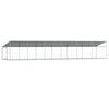 vidaXL koeraaedik, katuse ja uksega, hall, 12x2x2 m, tsingitud teras
