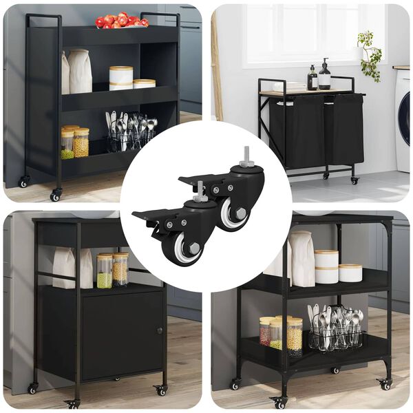 vidaXL Ratastel 2 pcs Must M6 x 37 mm Raud ja nailon