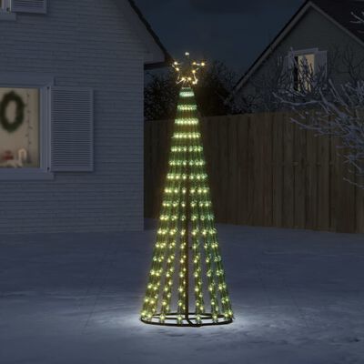 vidaXL koonusekujuline valgustusega jõulupuu 275 LEDi soe valge 180 cm