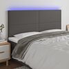 vidaXL LED-voodipeats, hall, 180x5x118/128 cm, kunstnahk